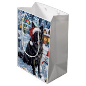 ベルギー羊飼い犬の冬ワンダーランドクリスマス ミディアムペーパーバッグ (裏面アングル)