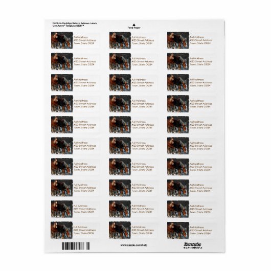 ベルギー荷車を引く差出人住所ラベル ラベル (フルシート)