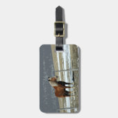 ベルギー荷車を引く馬のパドック荷物タグ ラゲッジタグ (正面縦)