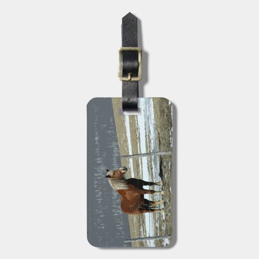 ベルギー荷車を引く馬のパドック荷物タグ ラゲッジタグ (正面縦)