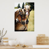 ベルギー荷車を引く馬2頭 ポスター (キッチン)