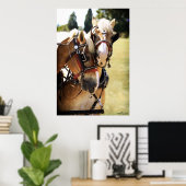 ベルギー荷車を引く馬2頭 ポスター (ホームオフィス)