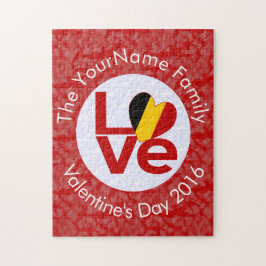 ベルギー赤恋パーソナライズされた旗 ジグソーパズル