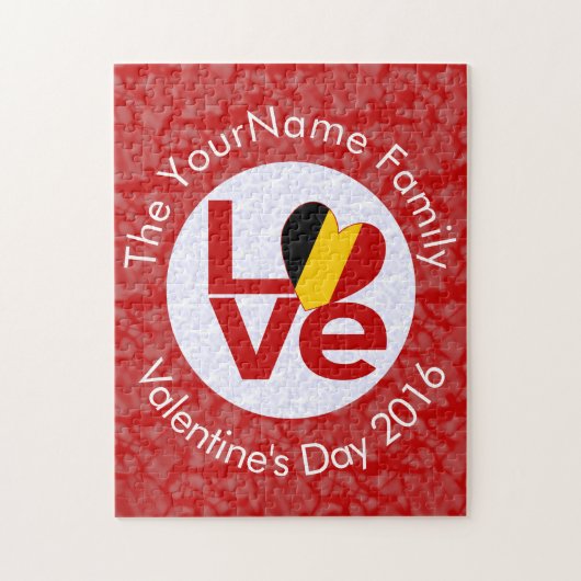 ベルギー赤恋パーソナライズされた旗 ジグソーパズル (縦)