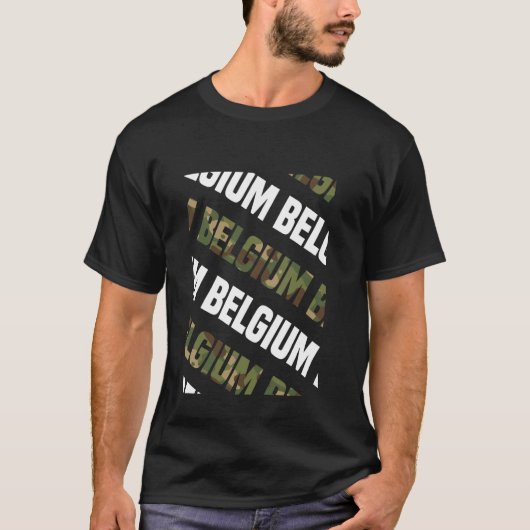 ベルギー迷彩柄パターングリーンカモフラージュ Tシャツ (正面)