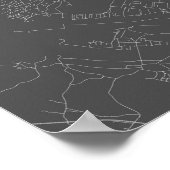 ベルギー, アントワープ (黒地に白) ポスター (角)