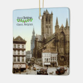 ベルギー・ゲントのクリスマスグリーティング セラミックオーナメント (左)