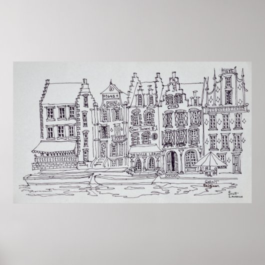 ベルギー、ゲント、フランドル建築ウォーターフロント ポスター (正面)