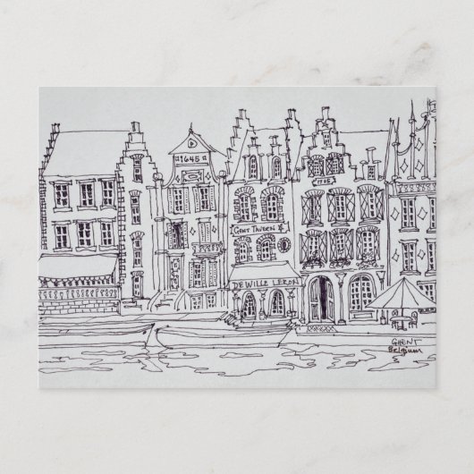 ベルギー、ゲント、フランドル建築ウォーターフロント ポストカード (正面)