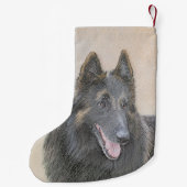 ベルギー·テルヴ絵画ュレンズ-かわいいオリジナル·ドッグアート スモールクリスマスストッキング (裏面)