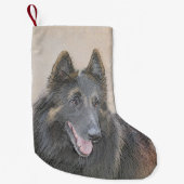 ベルギー·テルヴ絵画ュレンズ-かわいいオリジナル·ドッグアート スモールクリスマスストッキング (正面)