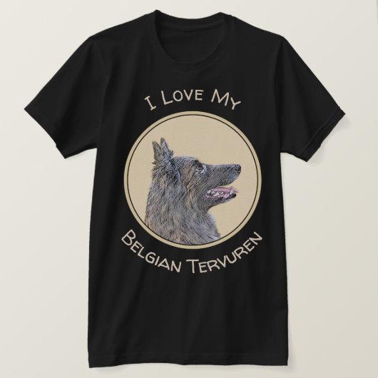 ベルギー·テルヴ絵画ュレンズ-かわいいオリジナル·ドッグアート Tシャツ (デザイン正面)