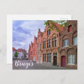 ベルギー，ブルージュの中世のカラフルレンガ造りの家 ポストカード (正面/裏面)