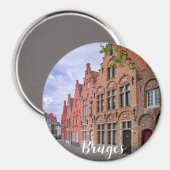 ベルギー，ブルージュの中世のカラフルレンガ造りの家 マグネット (正面/裏面)
