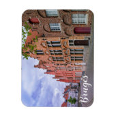 ベルギー,ブルージュの中世のカラフルレンガ造りの家 マグネット (縦)