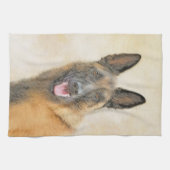 ベルギー・マリ絵画ノアズ – かわいいオリジナルドッグアート キッチンタオル (横)