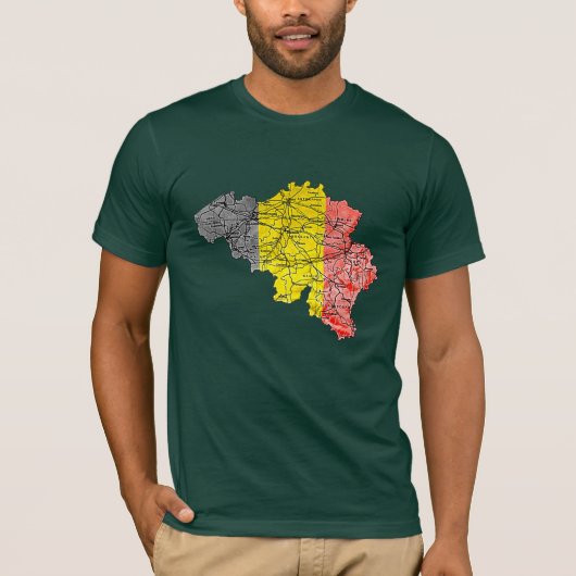 ベルギー 国旗色地図 Tシャツ (正面)