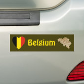 ベルギー 国旗 ハート + 地図 ステッカー (車上)