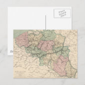 ベルギー(1873年)のヴィンテージの地図 ポストカード (正面/裏面)
