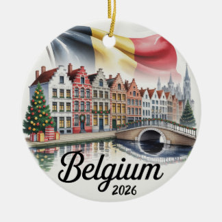 ベルギー 2026 クリスマス オブジェ ブルッヘ 旅行 ギフト セラミックオーナメント