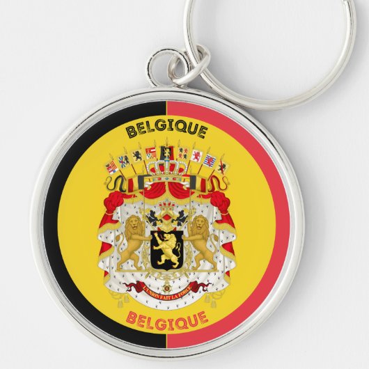 ベルギー Belgique 円形紋章デザイン キーホルダー (正面)