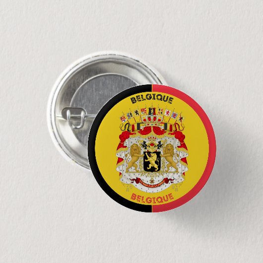ベルギー Belgique 紋章 サークル 缶バッジ (正面&裏面)