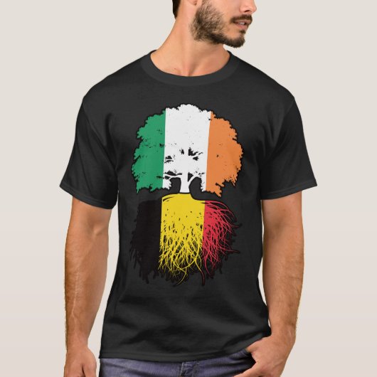 ベルギーBelgian Irish Ireland Tree Roots国旗 Tシャツ (正面)