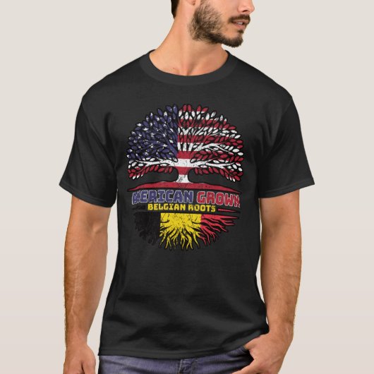 ベルギーUSアメリカ合衆国アメリカ合衆国統一された州ツリー Tシャツ (正面)