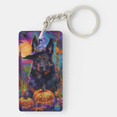 ベルギ不気味ンシェパードハロウィンウィッチカボチャ キーホルダー (裏面)