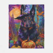 ベルギ不気味ンシェパードハロウィンウィッチカボチャ フリースブランケット (正面)