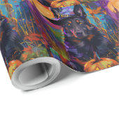 ベルギ不気味ンシェパードハロウィンウィッチカボチャ ラッピングペーパー (ロールコーナー)