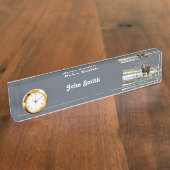 ベルギ荷車を引くアンホースインパドック机用ネームプレート デスクネームプレート (側面)