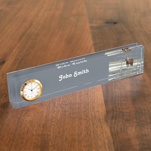 ベルギ荷車を引くアンホースインパドック机用ネームプレート デスクネームプレート (側面)