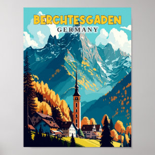 ベルクテッサーデンドイツヴィンテージ旅行イラストレーション ポスター