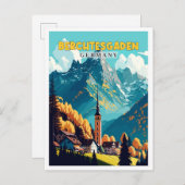 ベルクテッサーデンドイツヴィンテージ旅行イラストレーション ポストカード (正面/裏面)