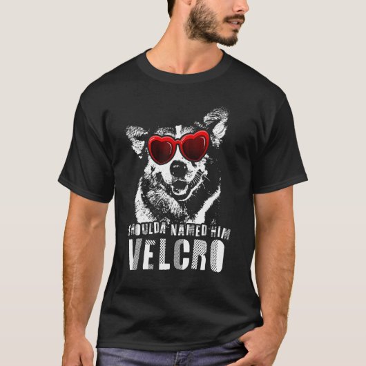 ベルクロ コーギー 犬 Tシャツ (正面)