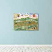 ベルゲンの地図， 'Civitates Orbis Terrarum'より キャンバスプリント (インサイチュ (ウッドフロア))