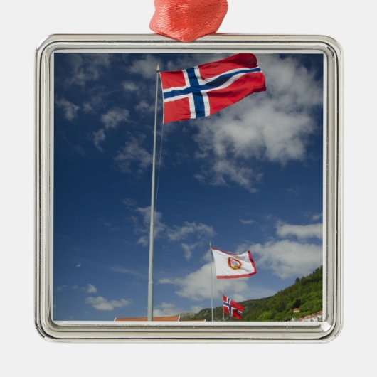 ベルゲンの繁華街の歴史的港湾 メタルオーナメント (正面)