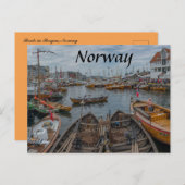 ベルゲンノルウェーのボート ポストカード (正面/裏面)