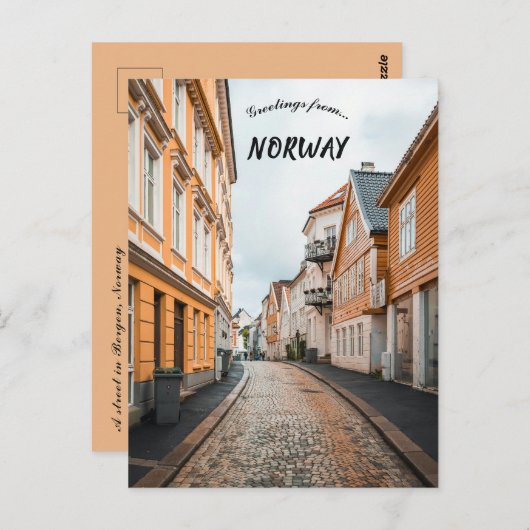ベルゲンノルウェーの通り ポストカード (正面/裏面)