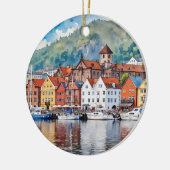 ベルゲンノルウェーウォーターカラー セラミックオーナメント (左)