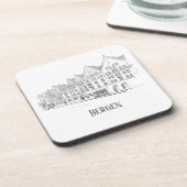 ベルゲンノルウェーストリートスケープ美しいラインスケッチ コースター (左側)