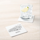 ベルゲンノルウェーストリートスケープ美しいラインスケッチ スクエアペーパーコースター (インサイチュ)