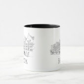 ベルゲンノルウェーストリートスケープ美しいラインスケッチ マグカップ (中央)