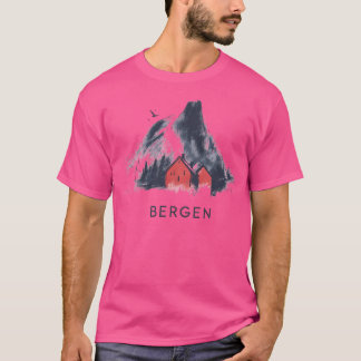 ベルゲンノルウェーマウンテンランドスケープ – ミニマリスト Tシャツ
