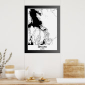 ベルゲンノルウェーモダンシティマップ ポスター (キッチン)