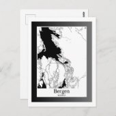 ベルゲンノルウェーモダンシティマップ ポストカード (正面/裏面)