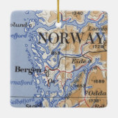 ベルゲンノルウェーヴィンテージの地図 セラミックオーナメント (裏面)