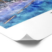 ベルゲンノルウェー旅行水の色のスケッチ手描き ポスター (角)