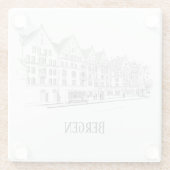 ベルゲン・ノルウェー街並み美しいライン ガラスコースター (裏面)